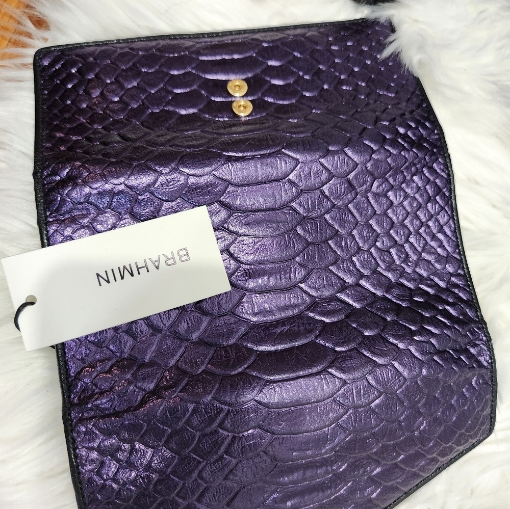 💜🔹️ Brahmin🔹️ Rare🔥 Small Caroline Ultraviolet Altair  Leather + Wallet Set - Picture 14 of 16